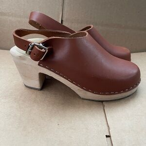 Lotta’s From Stockholm Swedish Mary Jane Heel Clogs Leather/Highwood Size 38